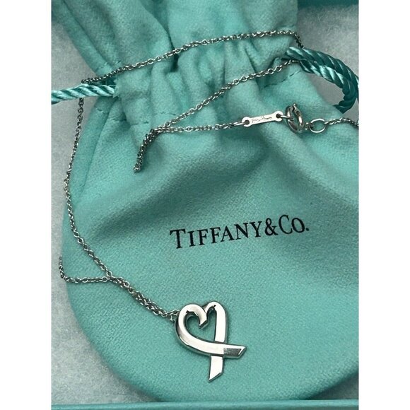 Tiffany & Co. Paloma Picasso Women's 16” Silver Loving Heart Pendant Necklace - Picture 9 of 10